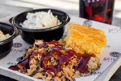 BBQ plate from the Backyard at SkyLand Ranch