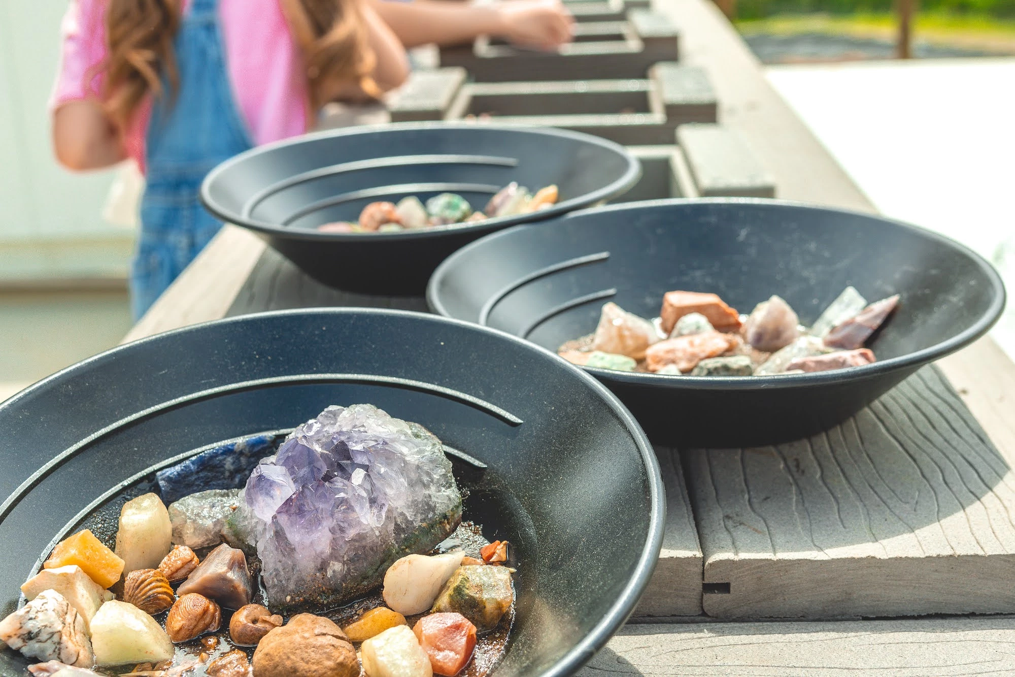 bowls of gems from gem mining at SkyLand Ranch