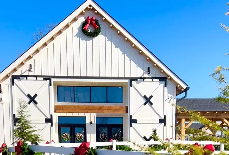 SkyLand Ranch barn at Christmas