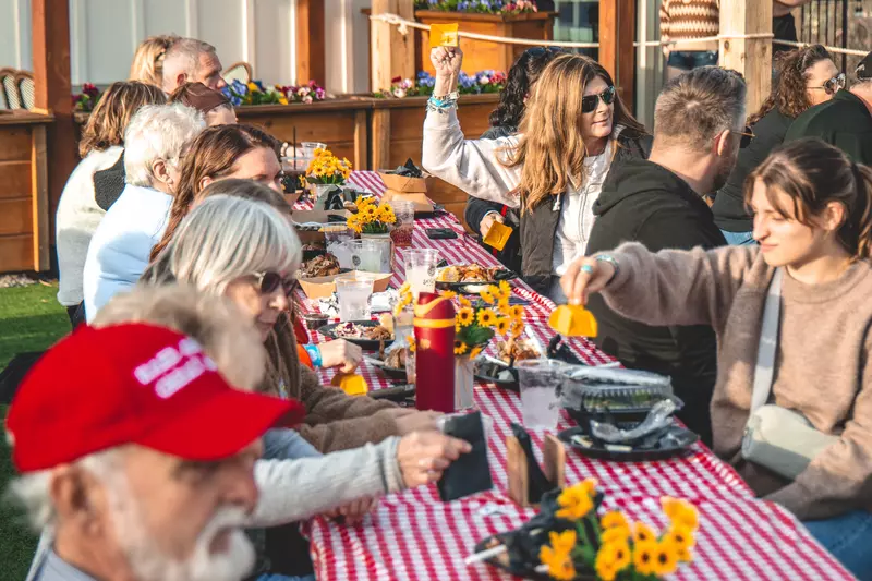 guests enjoying the Chuckwagon Breakfast at SkyLand Ranch