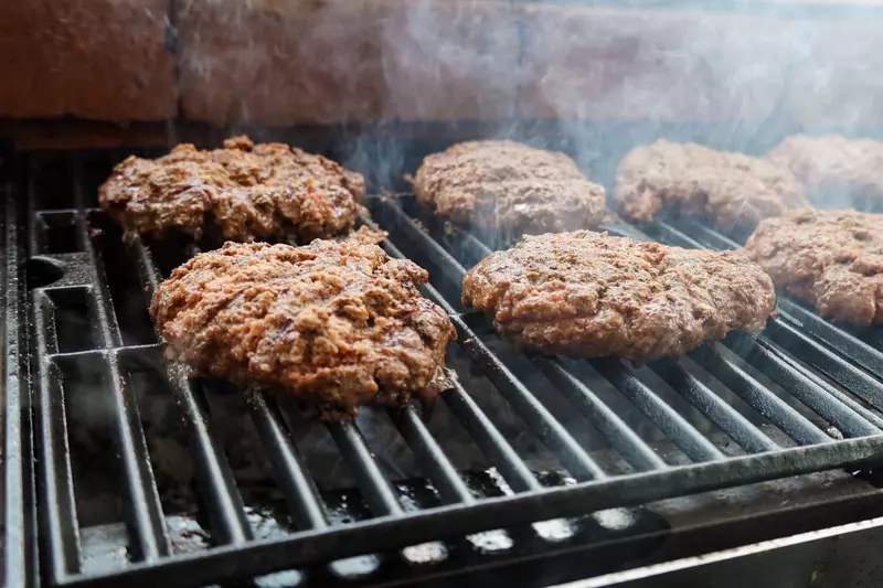 burgers on grill