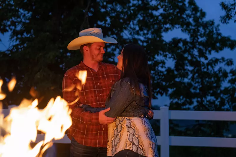 couple by the fire