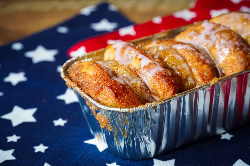 cinnamon bread on an American glad napkin