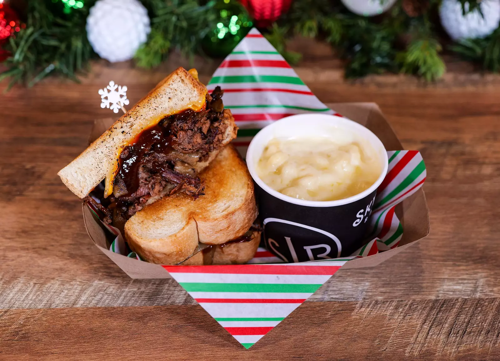 brisket sandwich with masked potatoes