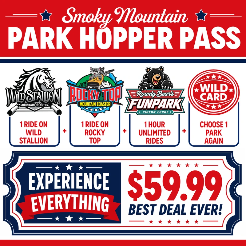 Smoky Mountain Park Hopper Pass Experience Everything $59.99